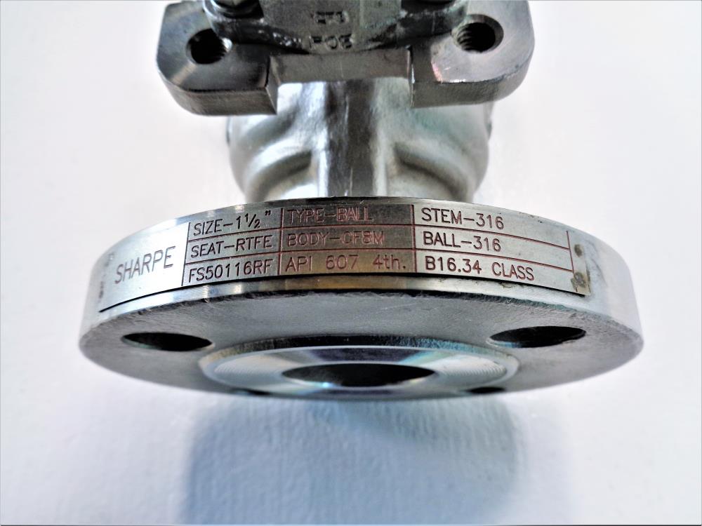 Sharpe 1-1/2" 150# Flanged Ball Valve, Stainless Steel w/ Actuator SPNII063